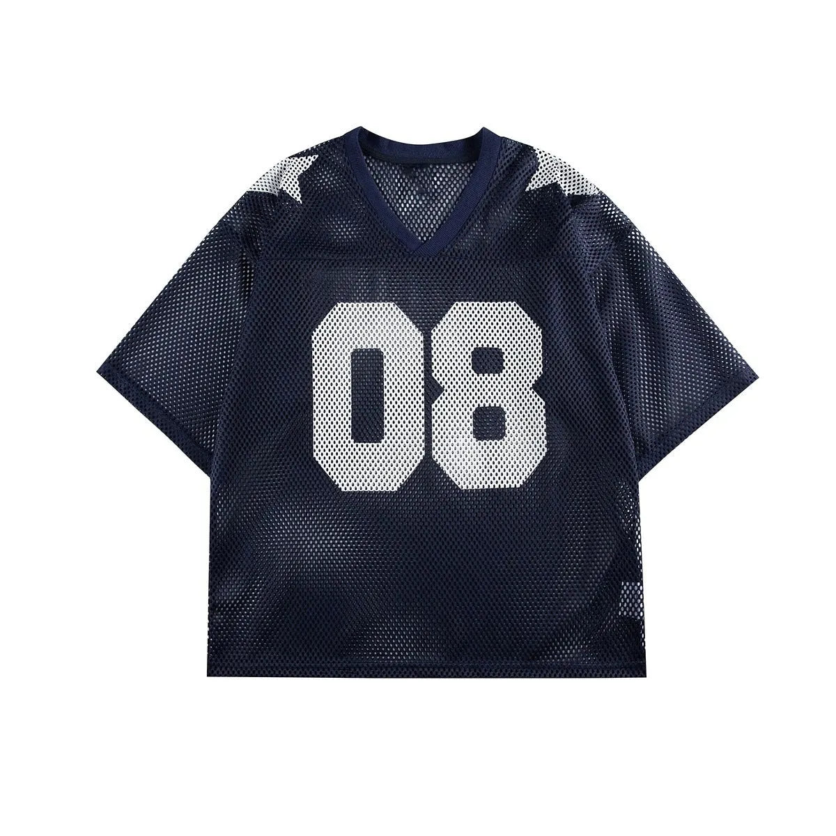 Loose-fit half sleeve shirt with letter pattern in black or navy blue colours