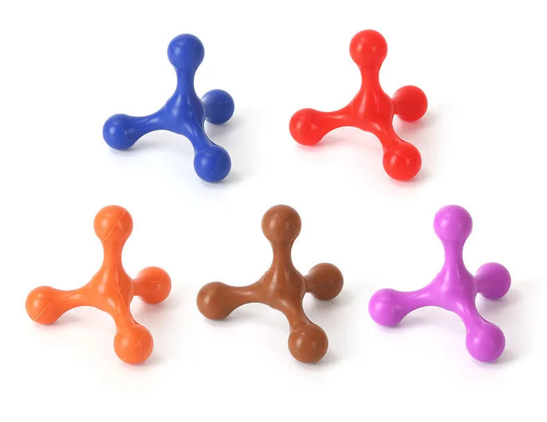 Blue silicone dog chew toy with three flexible legs for teething puppies