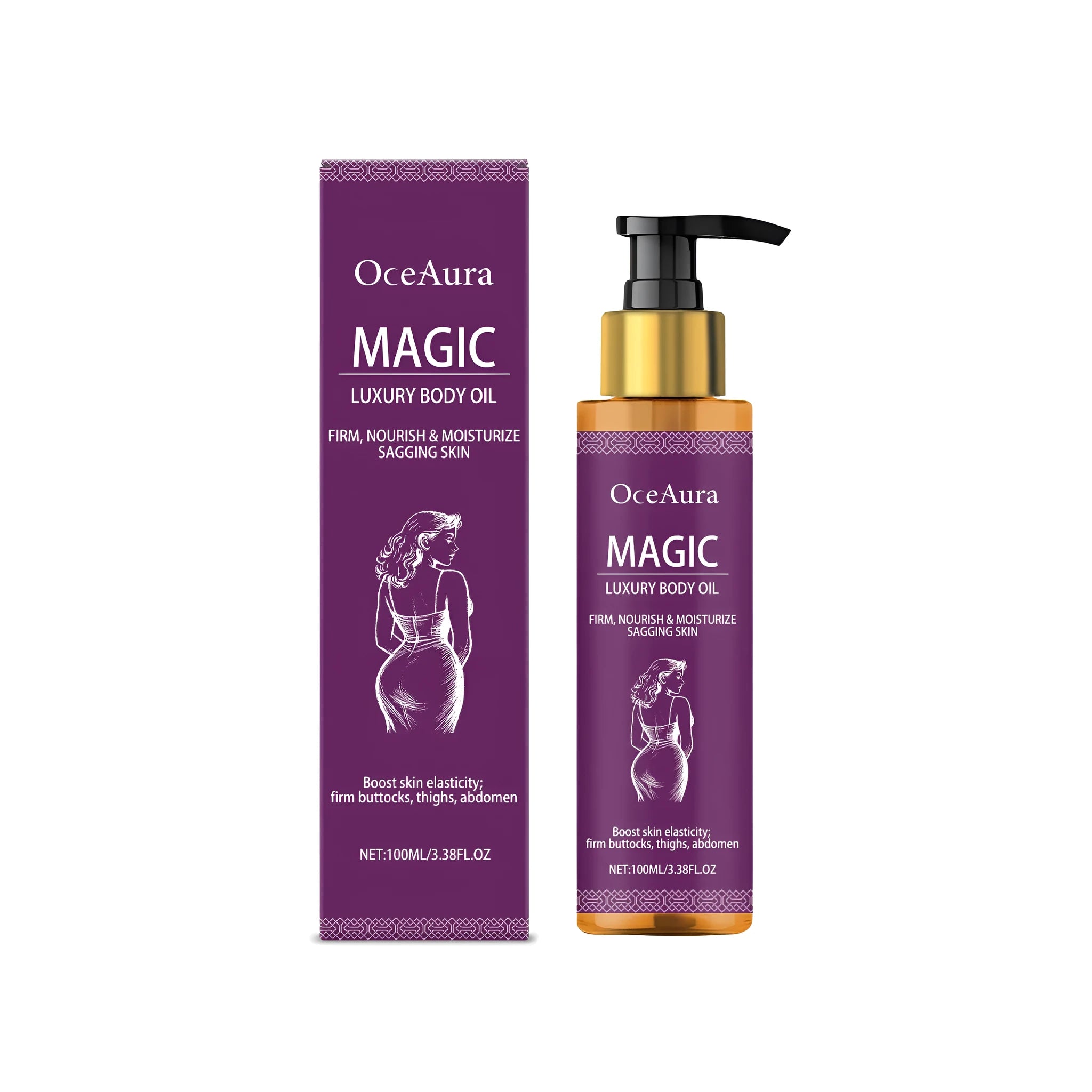 100ml bottle of luxury body oil with sweet almond, lavender and camellia oils