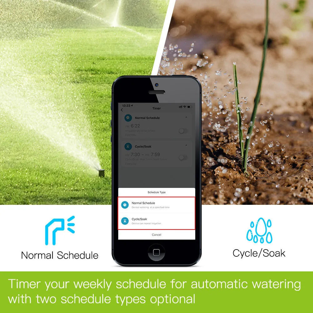 Smart Bluetooth garden sprinkler timer with smartphone app control for remote watering