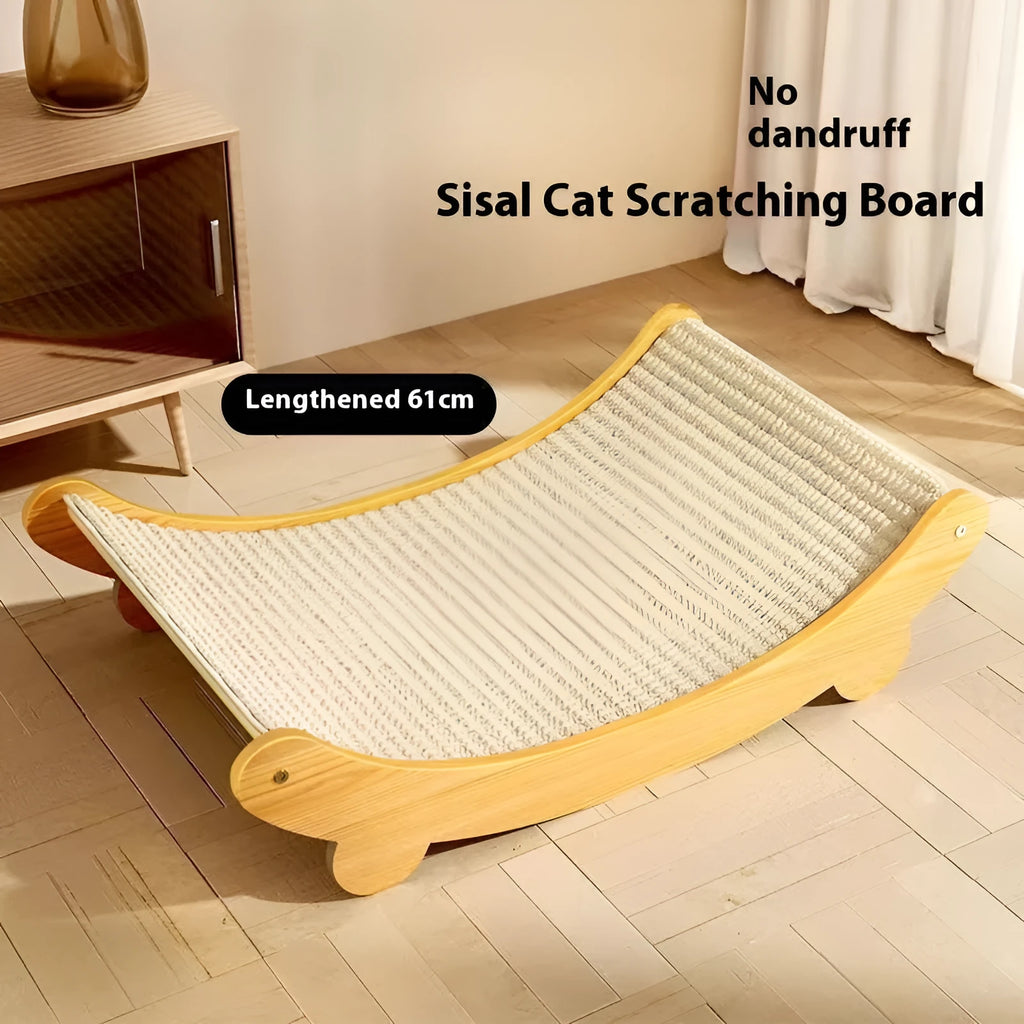 Sisal cat scratch board with woven blanket surface in pastoral style design