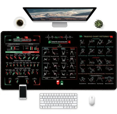 Large gaming mouse pad with printed game artwork on natural rubber surface