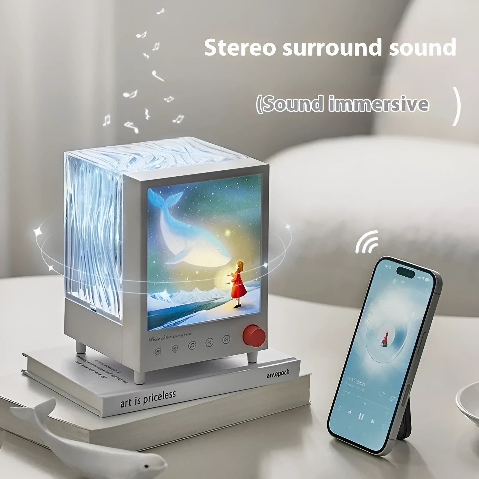Aurora Treasure Box star sea whale projection lamp with compact design and Bluetooth connectivity