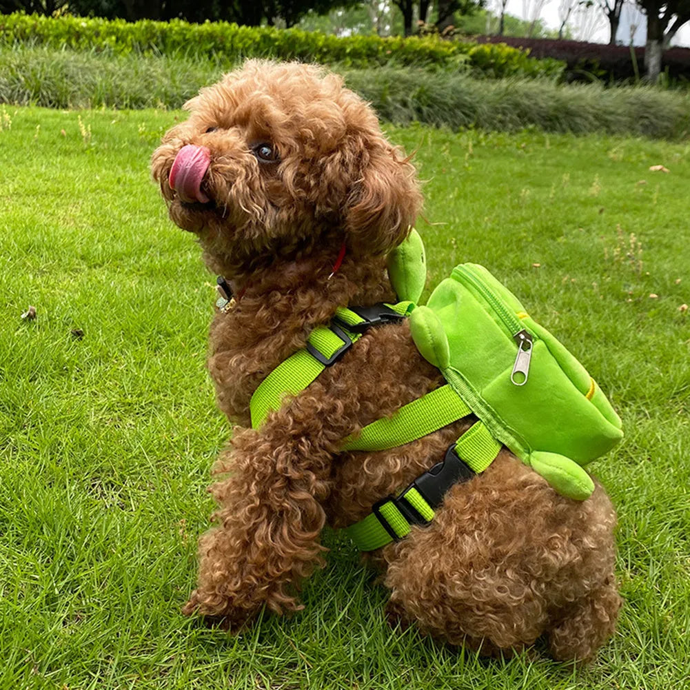 Cartoon turtle shape dog backpack with harness vest in four colour options