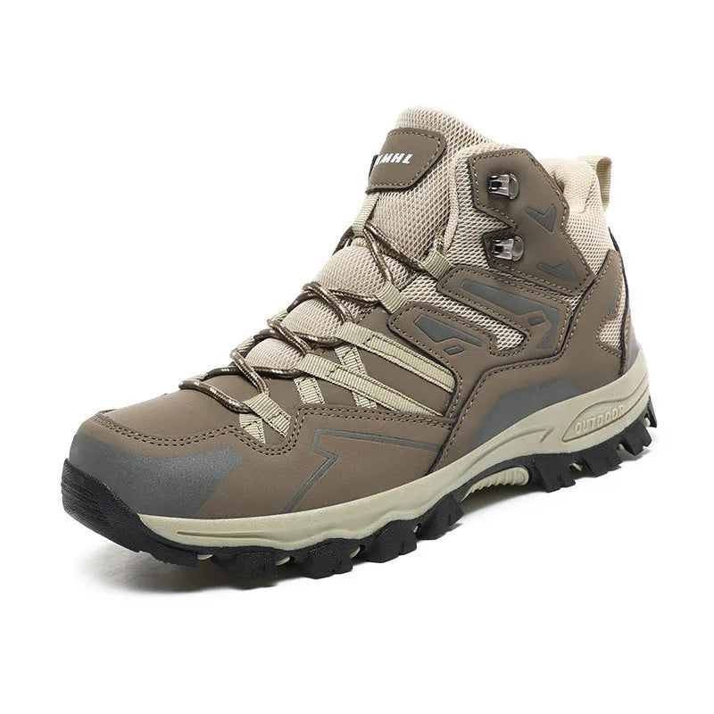 A pair of low-top hiking sneakers with a lace-up front, shown in a colour option like grey or purple.