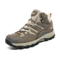 A pair of low-top hiking sneakers with a lace-up front, shown in a colour option like grey or purple.