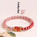 Purple cinnabar and strawberry quartz women's bracelet with lucky beads and peach blossom retro design