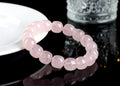 Pink bamboo crystal barrel bead bracelet with 11-12mm geometric design