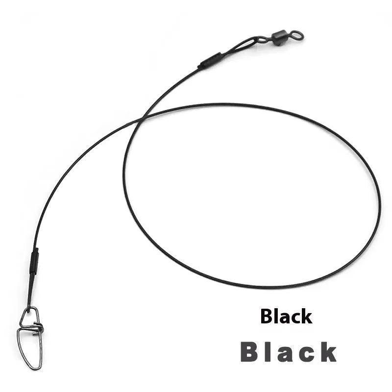 54cm green anti-bite fishing steel wire with a double buckle pin on a blue background.