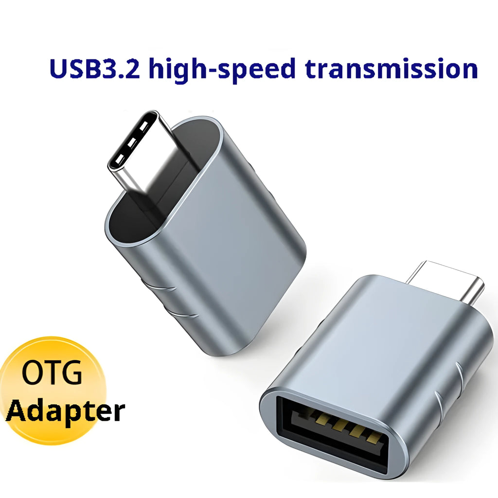 USB-C to USB-A converter adapter with metallic zinc alloy shell in multiple colour options