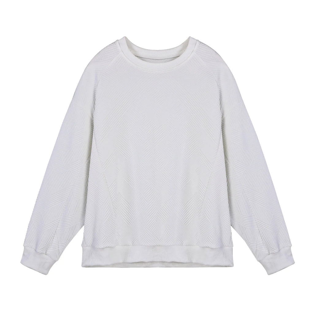 Men's loose fit twill jacquard pullover sweater in Army Green colour showing round neck and long sleeves