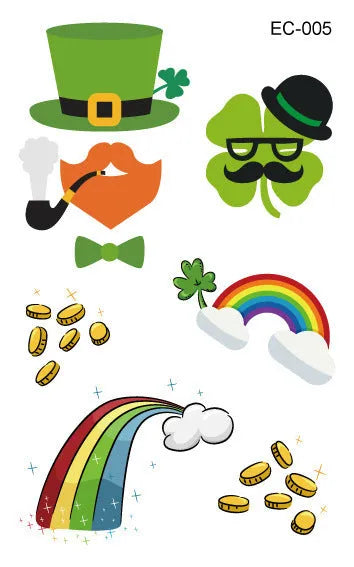 Irish festival flag tattoo sticker paper with clover design measuring 120x75mm for children's face decoration