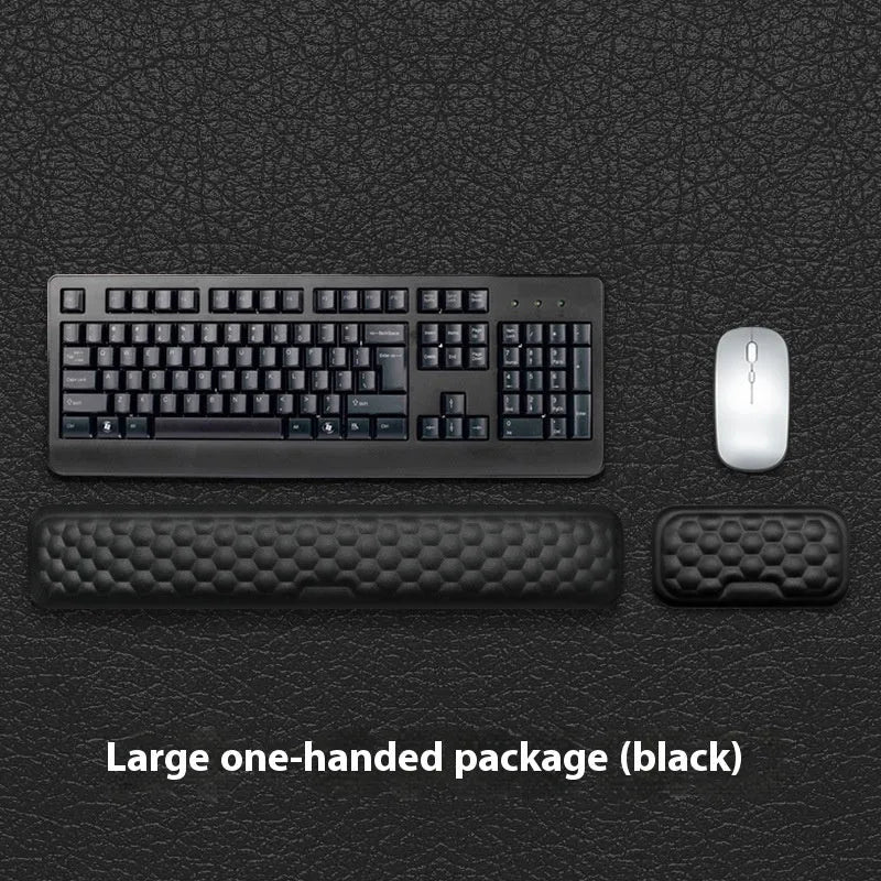 Memory cotton wrist pad for computer use in black or grey with cloth or leather options