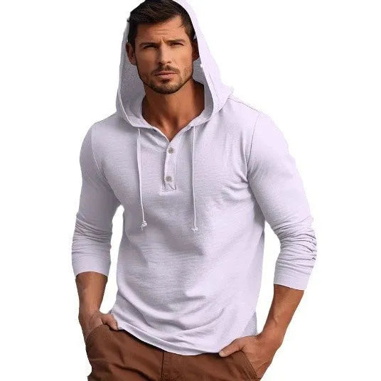 Cotton pullover hoodie in dark blue colour with European and American sizing
