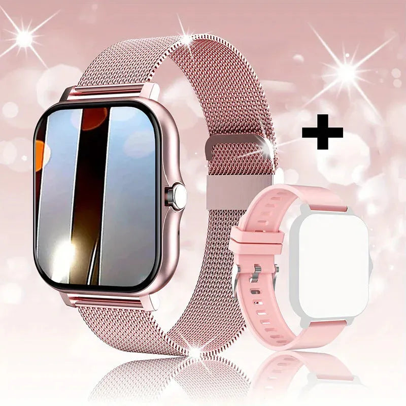 Smart watch with colour touch screen and silicone strap, showing Bluetooth call interface.