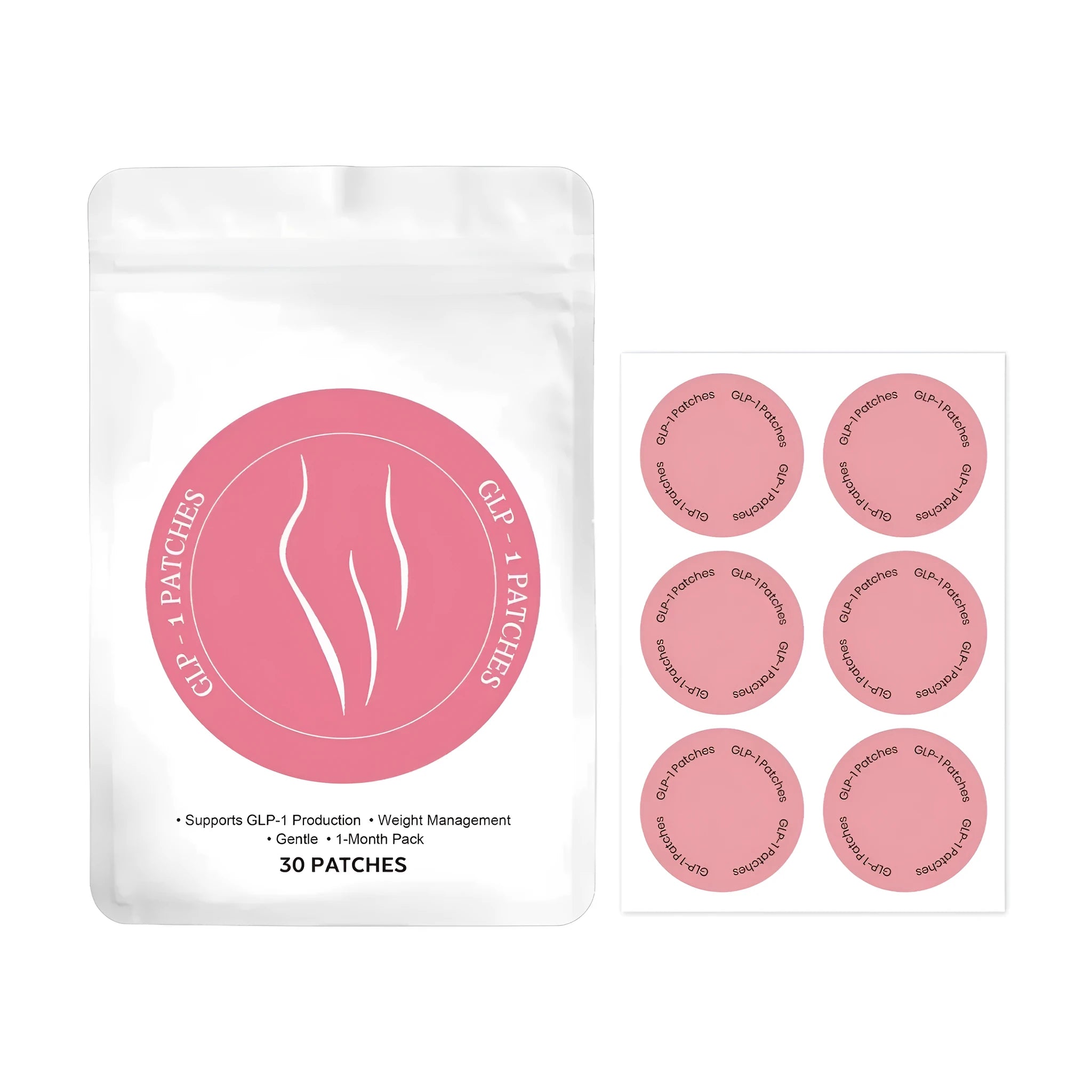 Weight management auxiliary patch pack of 30 patches with rose oil and acetyl hexapeptide-8