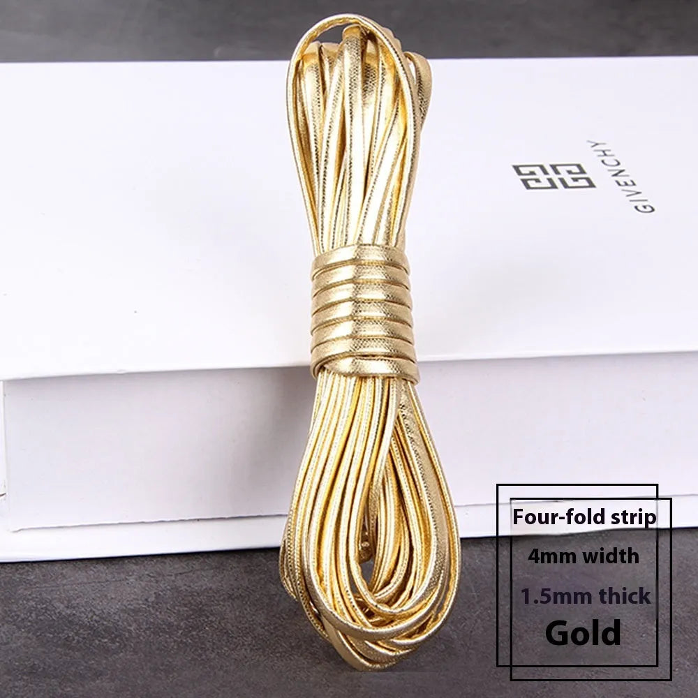 Rolls of soft PU leather weaving cord in various colours and widths for craft projects.