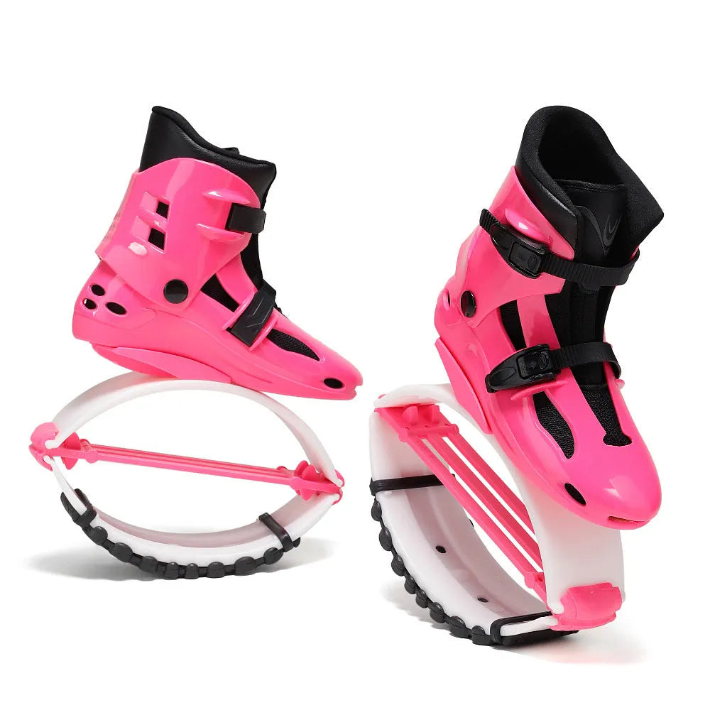 TPU sports bouncing shoes for adults in multiple colour options including black silver and rose pink.