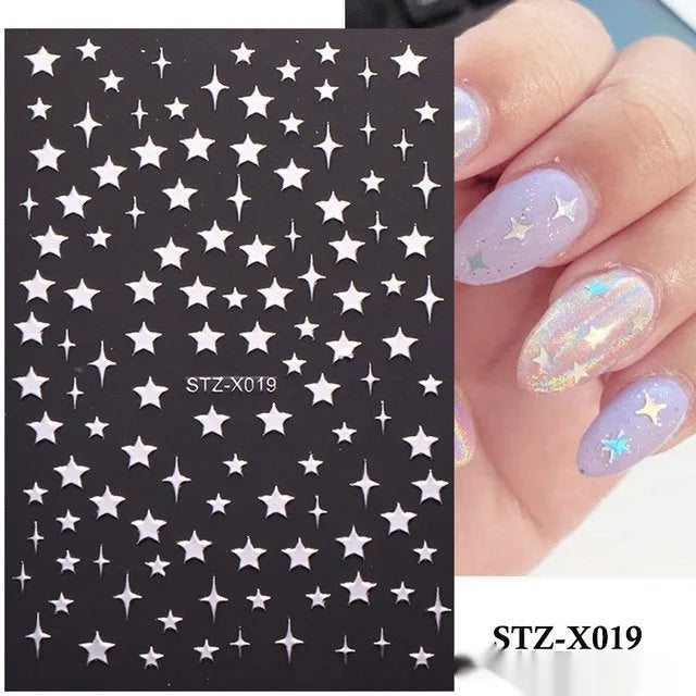 Black and silver strip cartoon nail art stickers on plastic patch