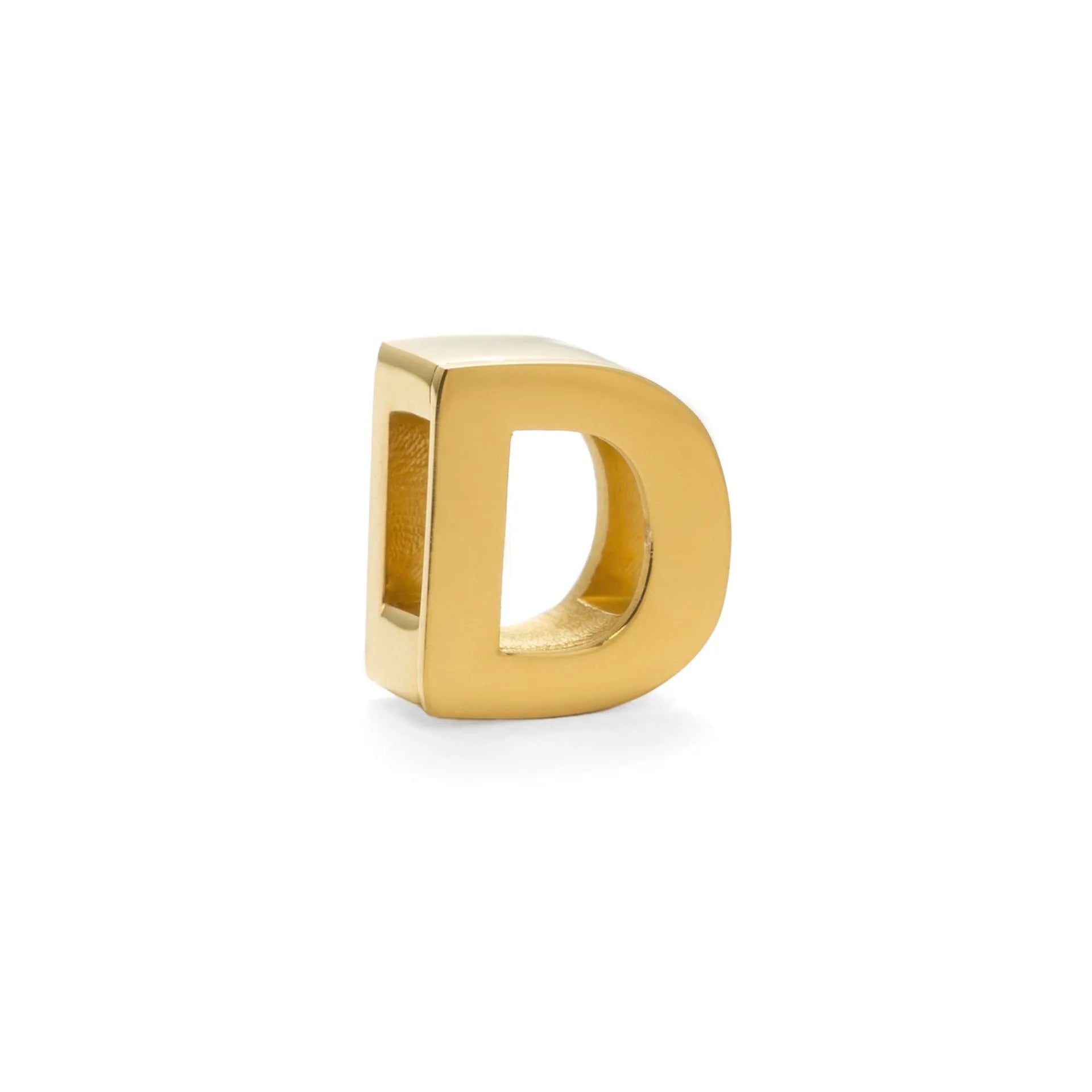 Gold titanium steel necklace with a letter A charm on a 40.5cm chain.