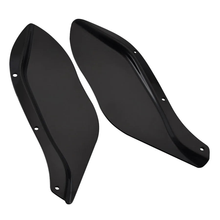 Harley-Davidson motorcycle windshield side covers in black and transparent options for Touring models