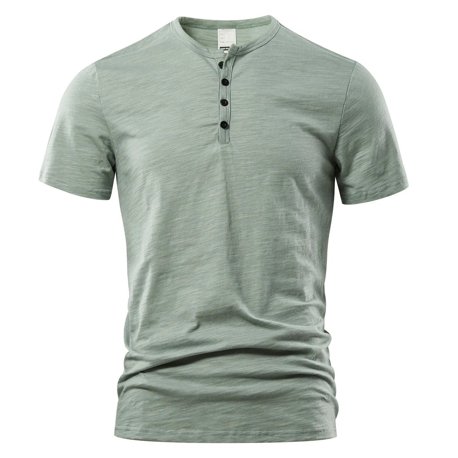 Men's slub cotton short sleeve T-shirt in solid colour with British style casual design