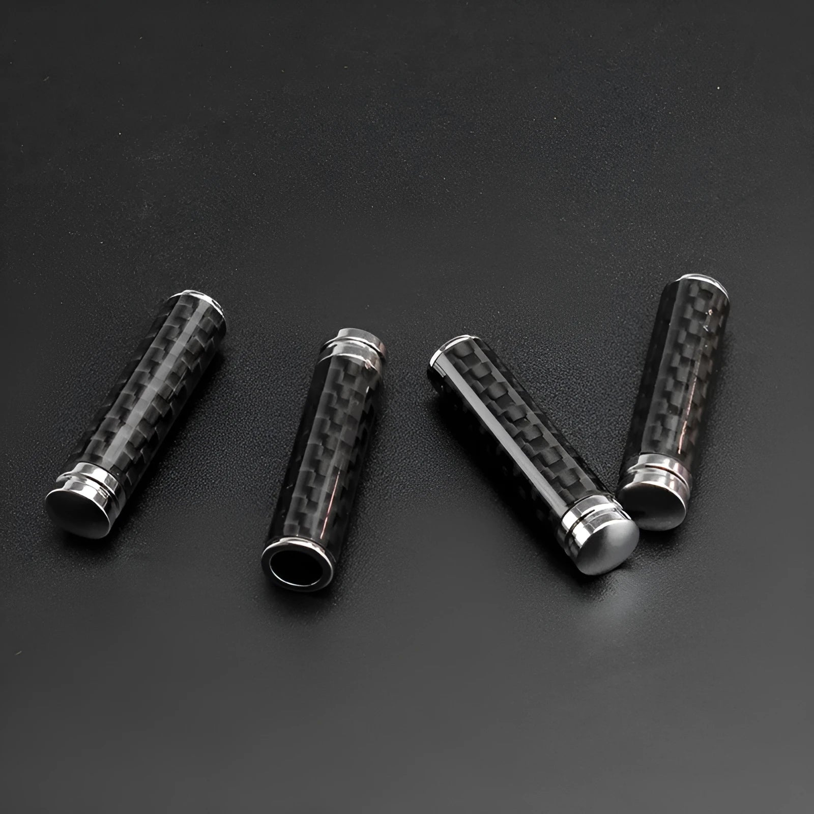 Set of four carbon fibre door lift decorative covers for car interior installation
