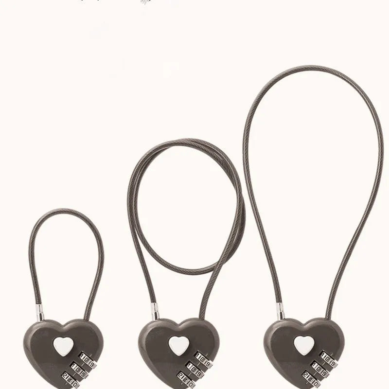 Peach heart shaped cable lock with a long steel rope in a choice of colours.