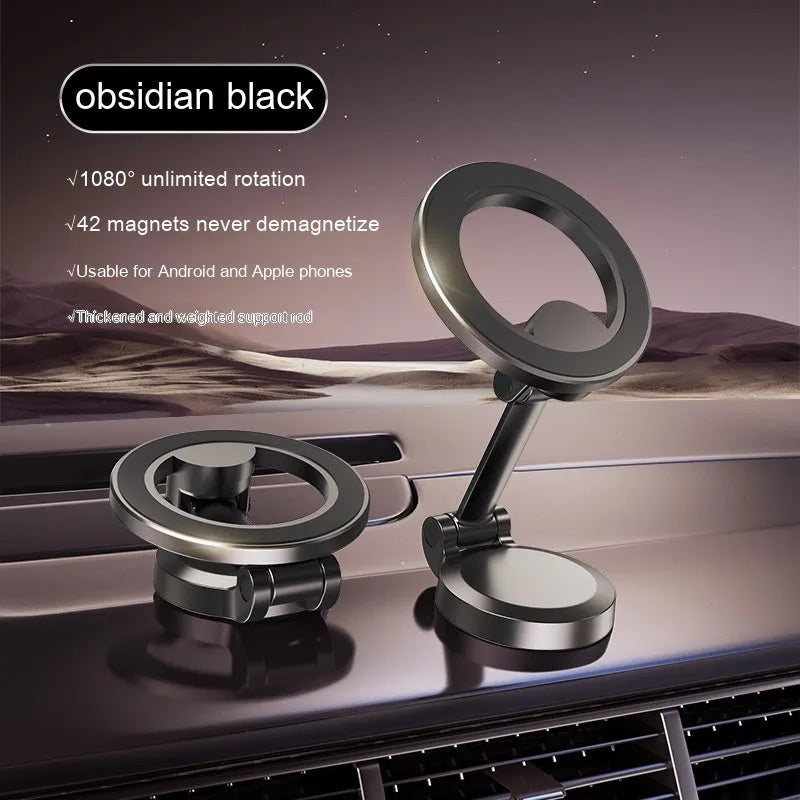 All-metal foldable magnetic car phone mount for dashboard in Qian colour.