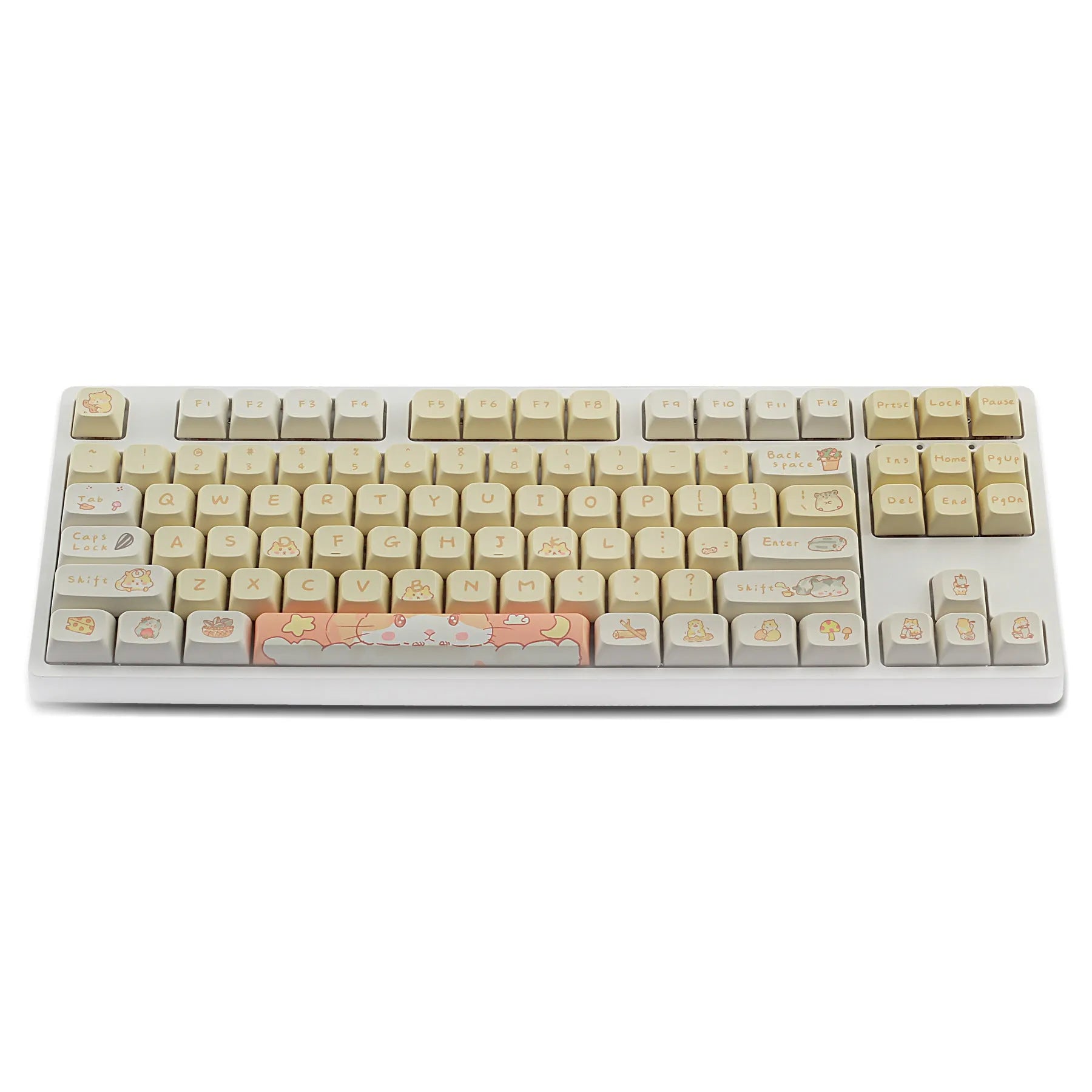 Set of XDA profile plastic keycaps for 68 75 98 100-key mechanical keyboards in grey and yellow.