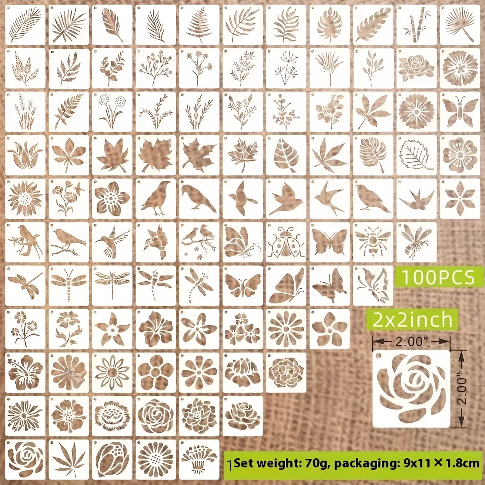 Milky white PET film spray painting templates showing flower, animal, letter, and pattern designs