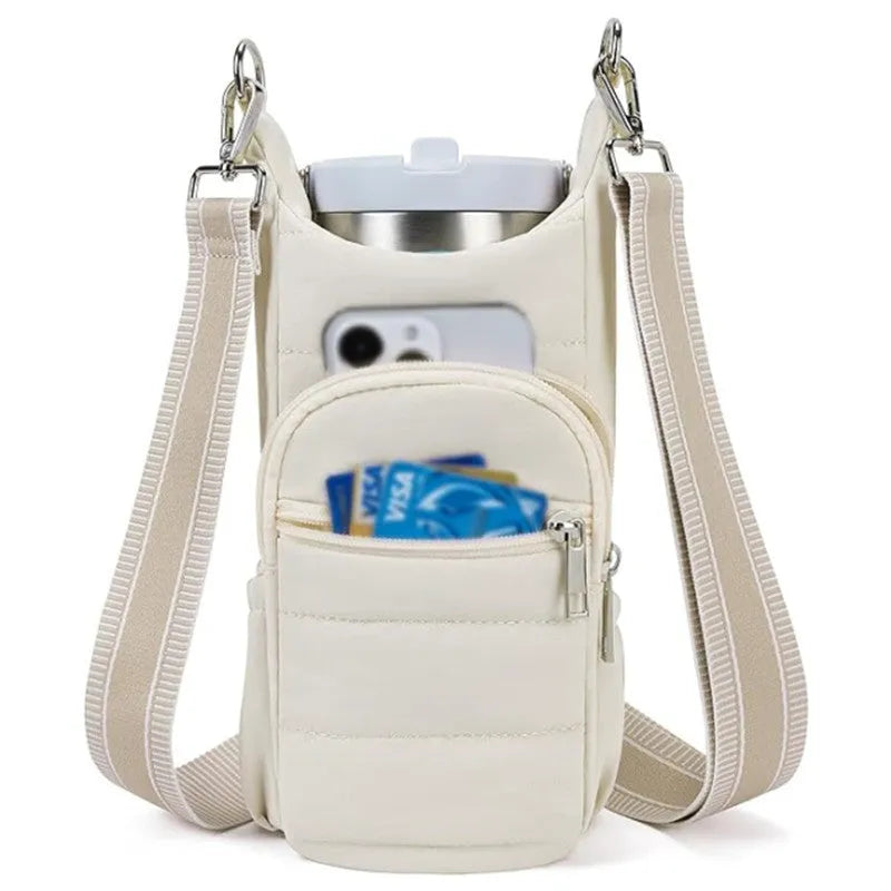 Cycling water bottle bag in cloth construction with modern design for bicycle placement