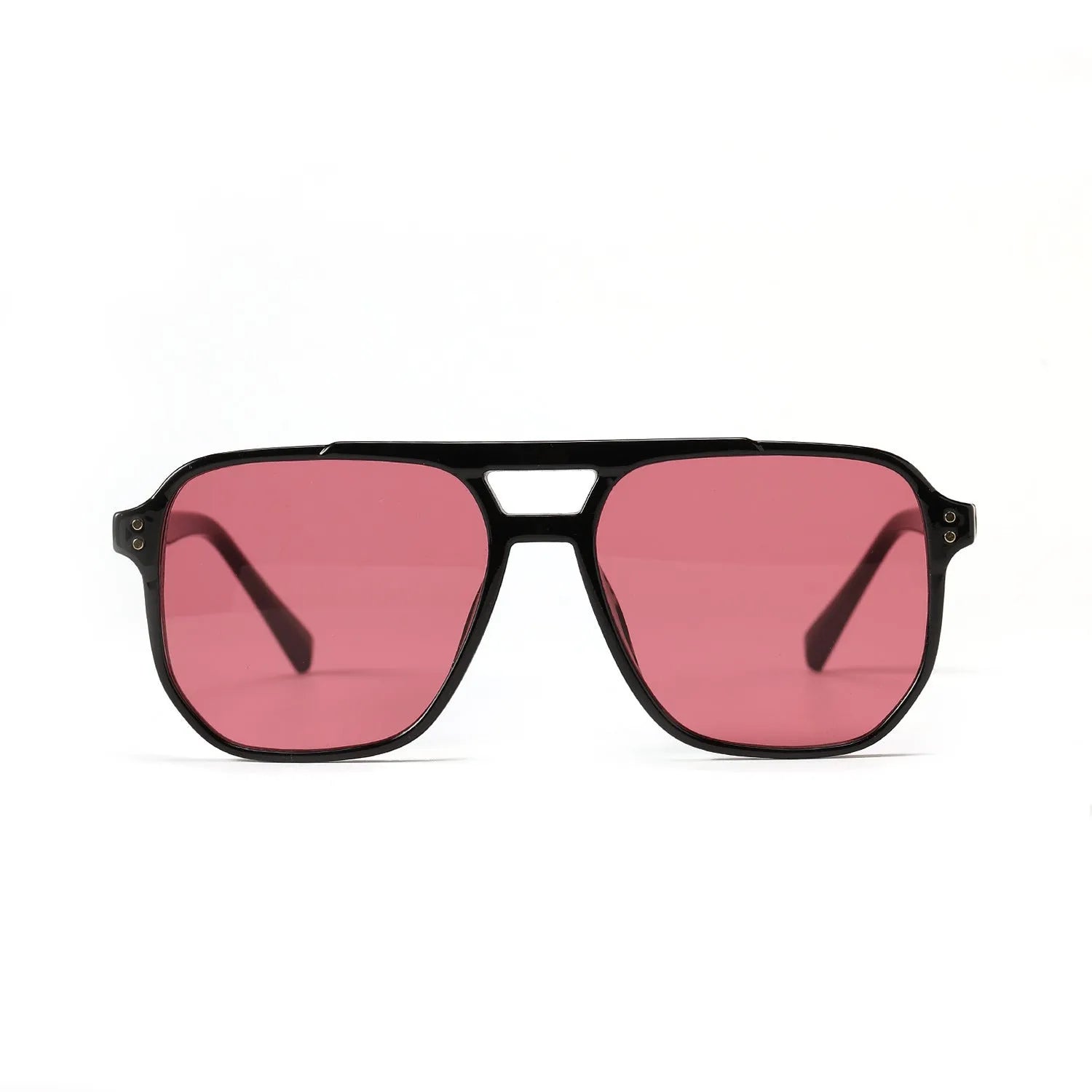 Women's square double beam fashion sunglasses with UV400 protection in light tea colour