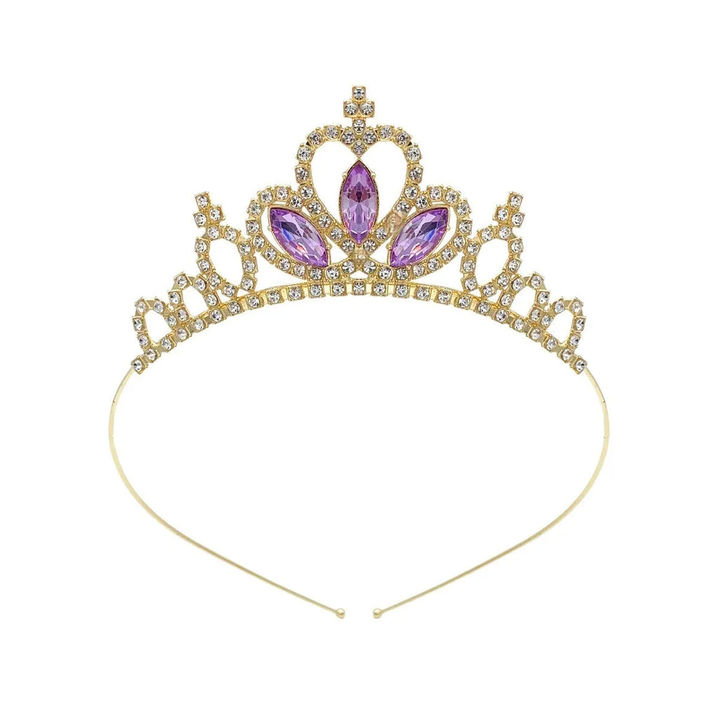 Girl's alloy princess crown with electroplated finish and crystal diamond decorations