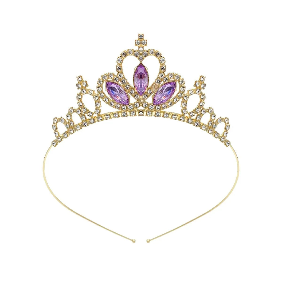 Girl's alloy princess crown with electroplated finish and crystal diamond decorations