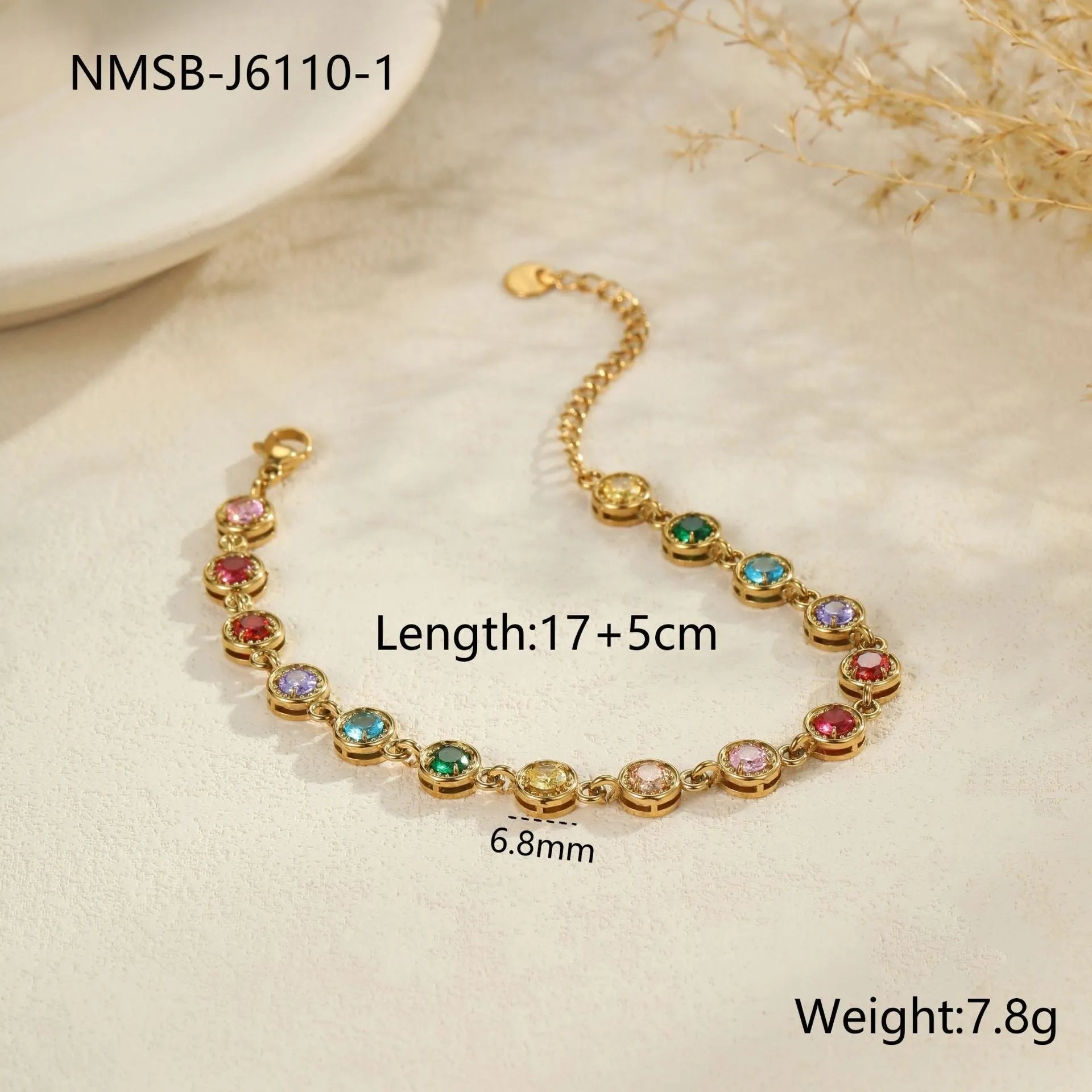 Geometric stainless steel women's bracelet with 18K electroplating in gold or silver colour