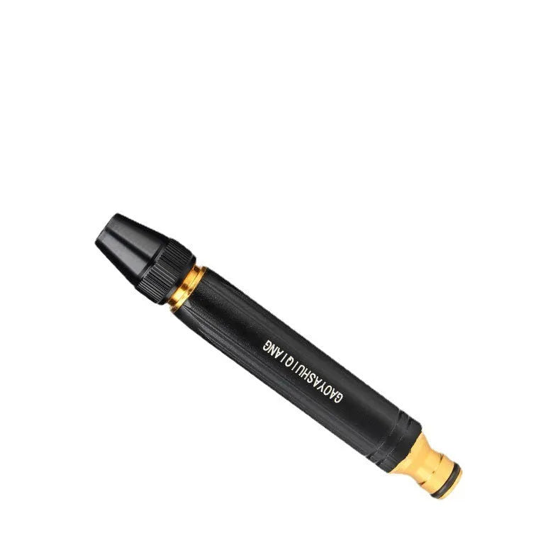 Black alloy car wash water gun with choice of pagoda or nipple spray tip, 17.7cm long
