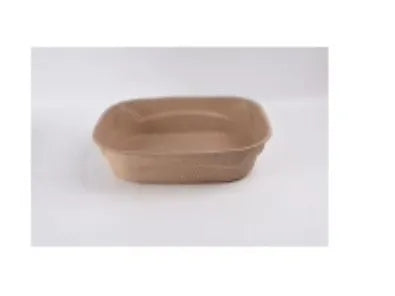 Brown disposable biodegradable cat litter box showing three size options with waterproof liner