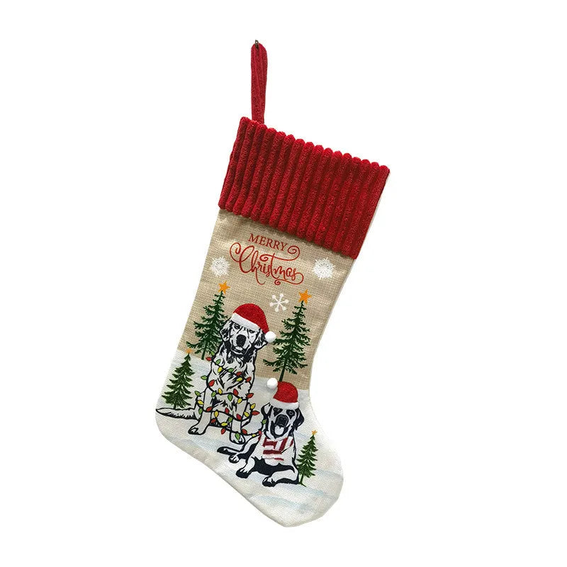 Cloth Christmas tree pendant gift bag in American style, 46cm long.