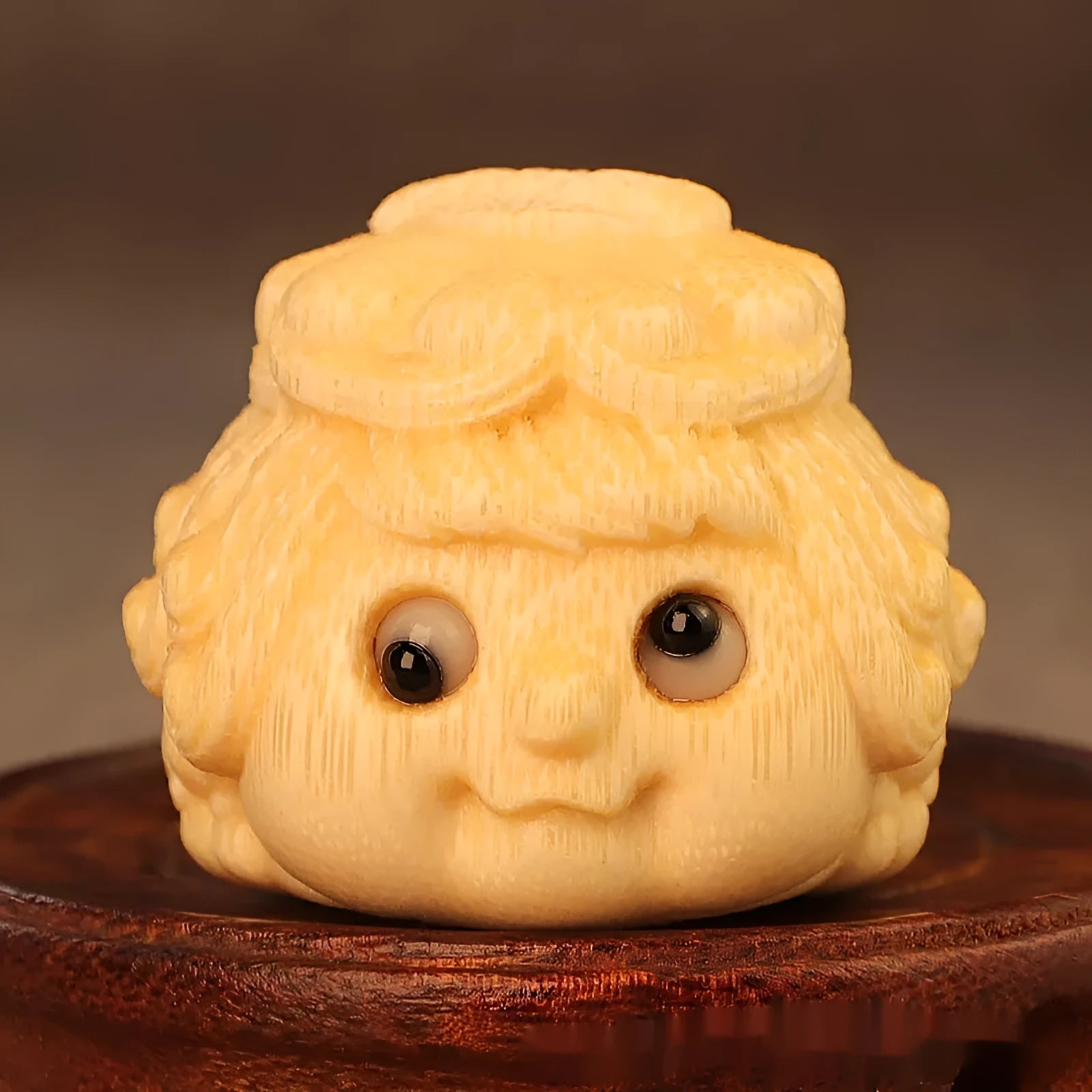 Golden toad princess ornament hand carved from solid bamboo material