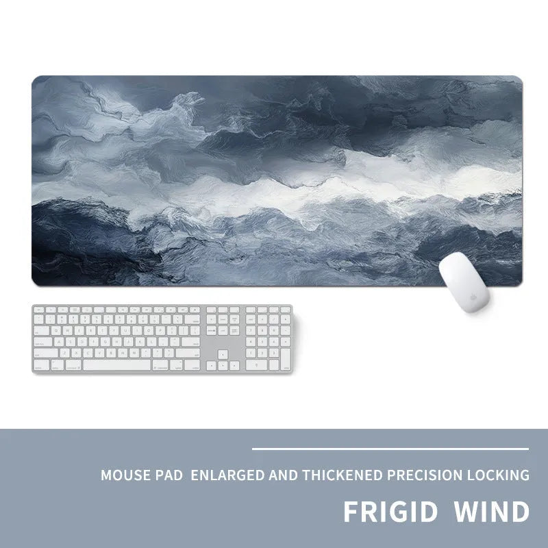 Oversized gaming mouse pad with extended surface for keyboard and mouse on desk