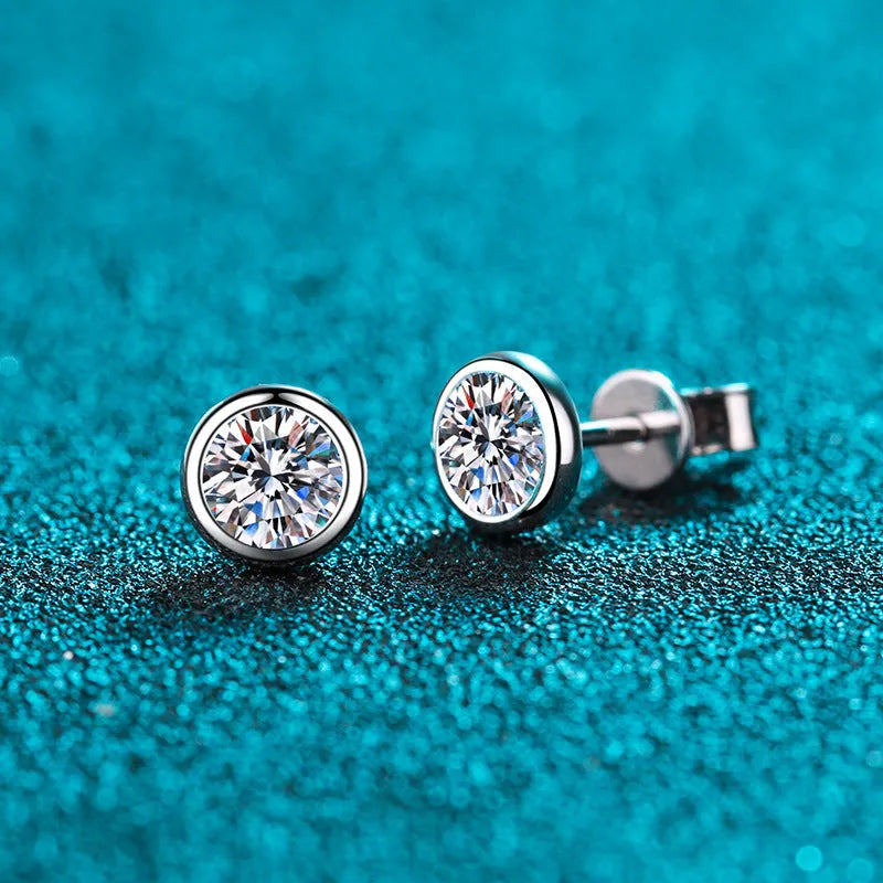 925 sterling silver pt950 gold plated women's earrings with moissanite or zircon stones in geometric designs