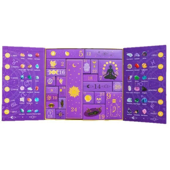 Paper Halloween countdown gift box measuring 33.5cm by 30.5cm with crystal design