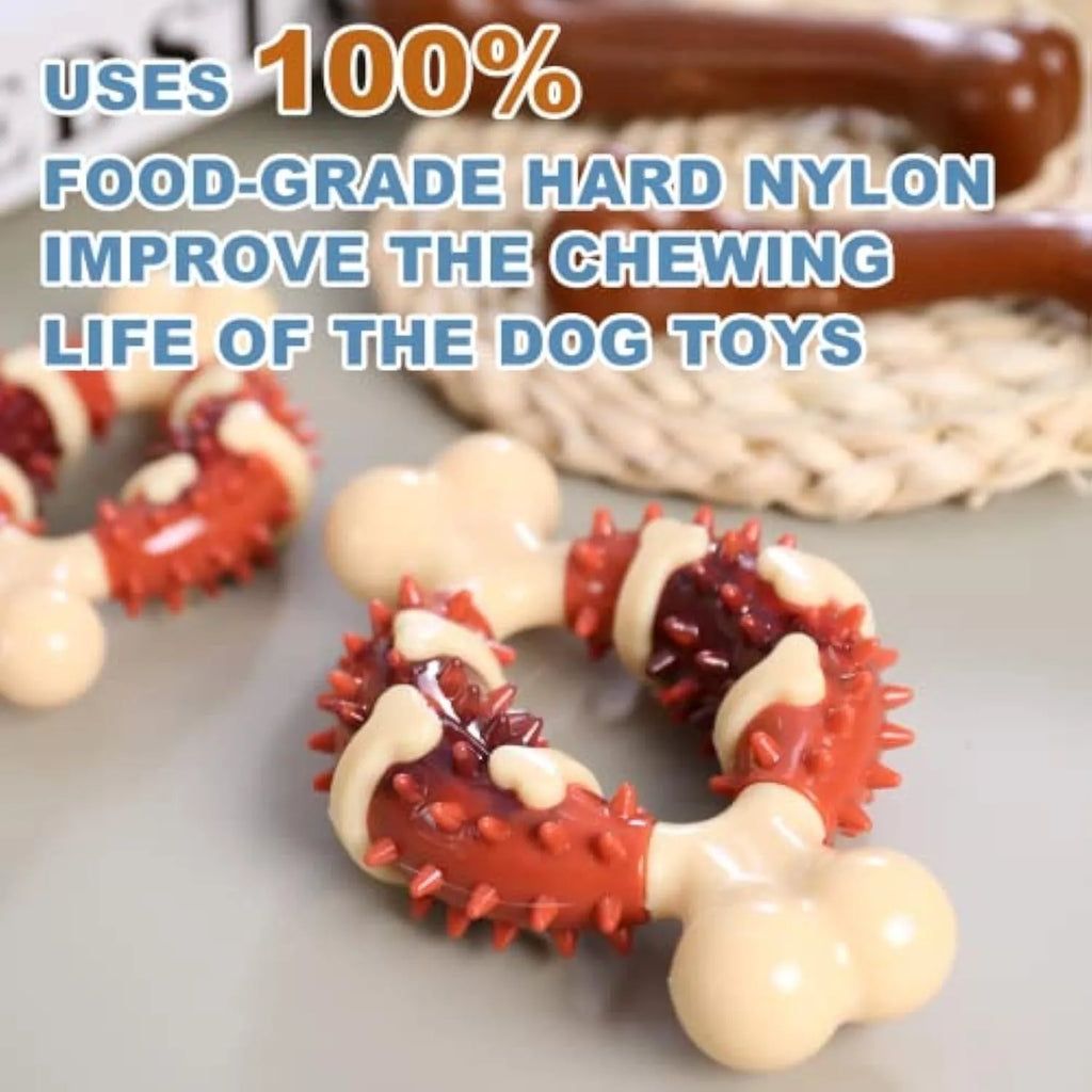 Natural rubber bone-shaped dog molar toy for teeth grinding in two sizes
