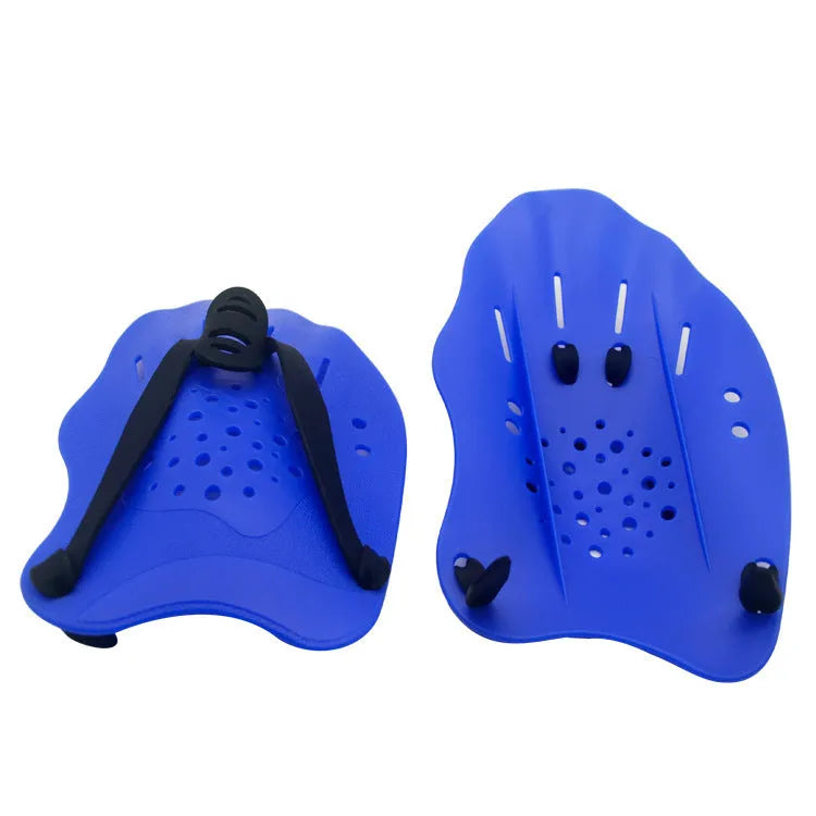 Pair of swimming training hand paddles for freestyle stroke technique in multiple colour options