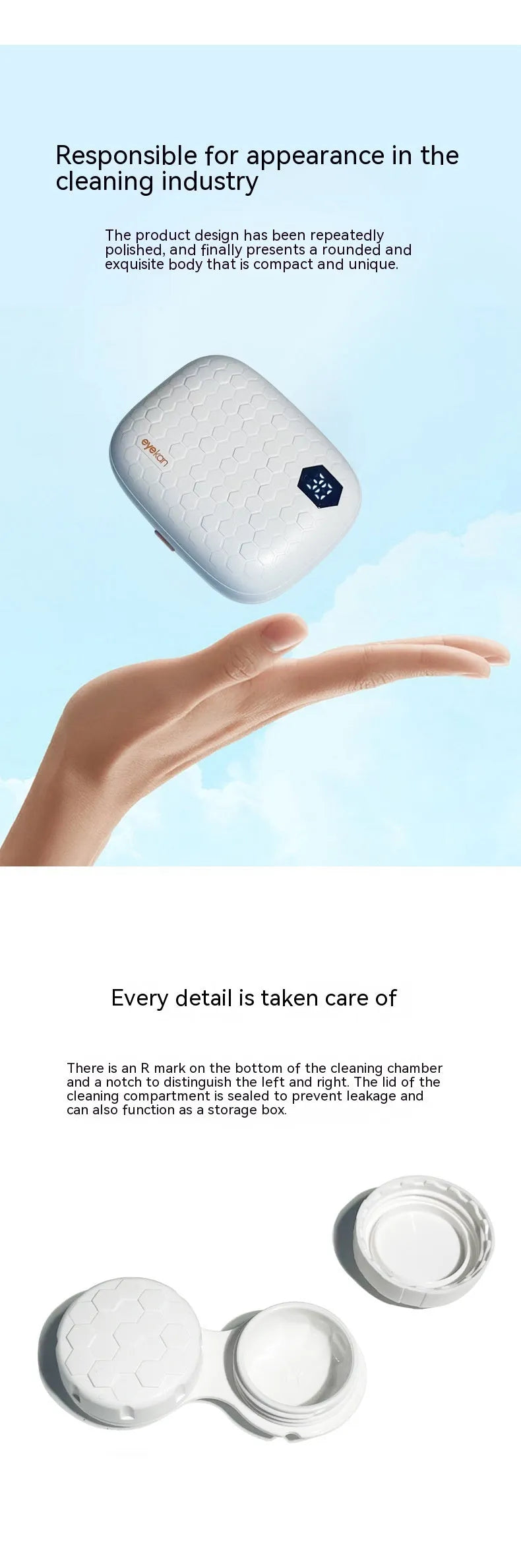 Automatic ultrasonic cleaning machine for invisible glasses in pearl white colour