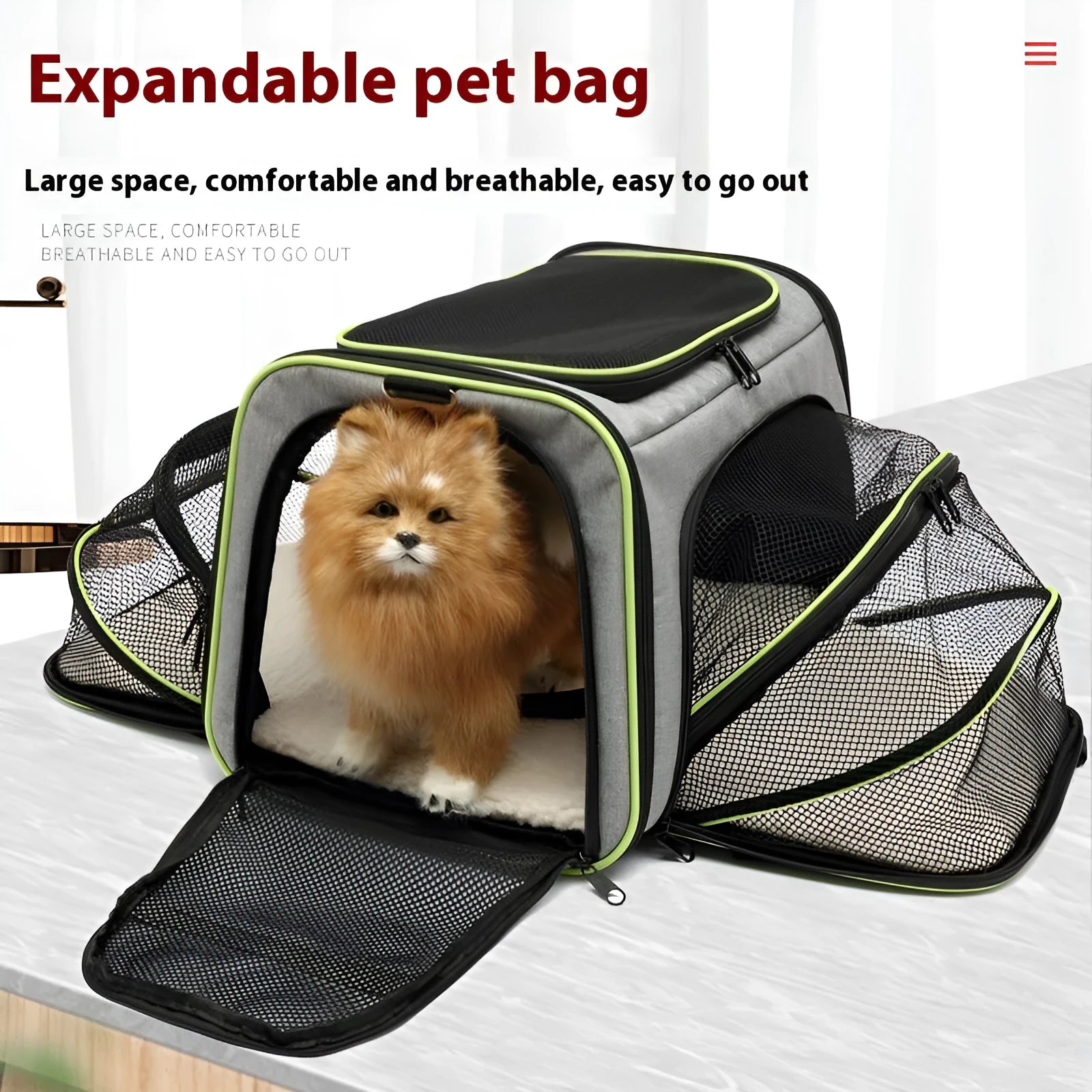 600D cation fabric cat carrier bag in large or small size with piping detailing
