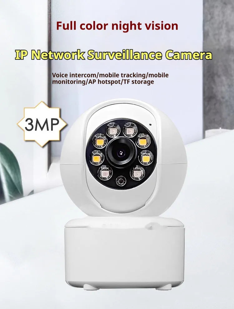 1080p HD WiFi Bluetooth home security camera with ceiling mount and dual-light panoramic monitoring