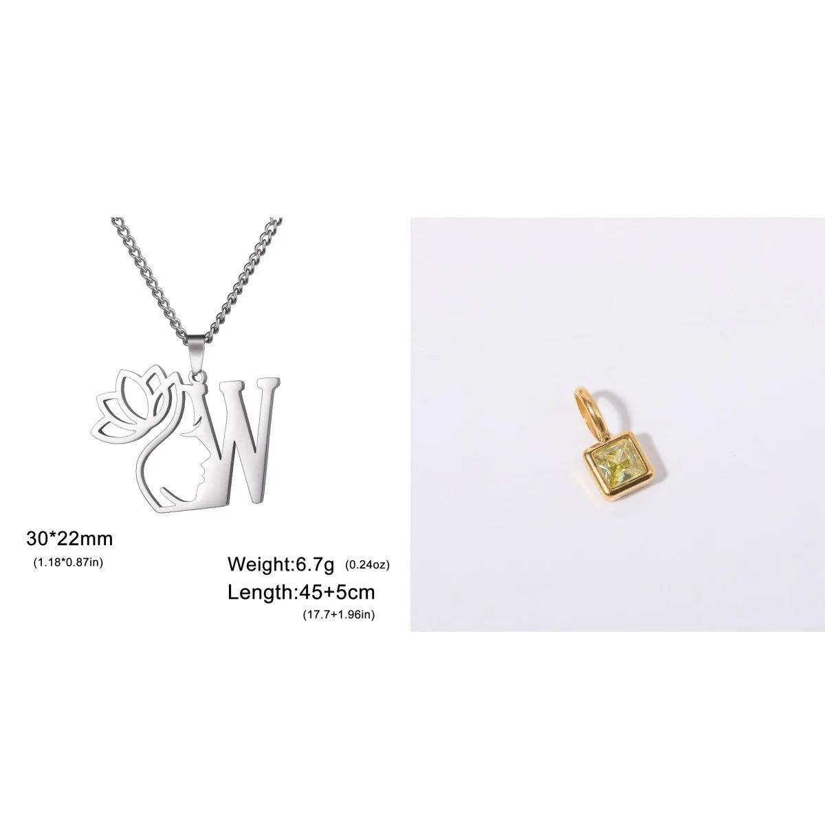 Stainless steel cross chain necklace with single pendant in gold or silver colour