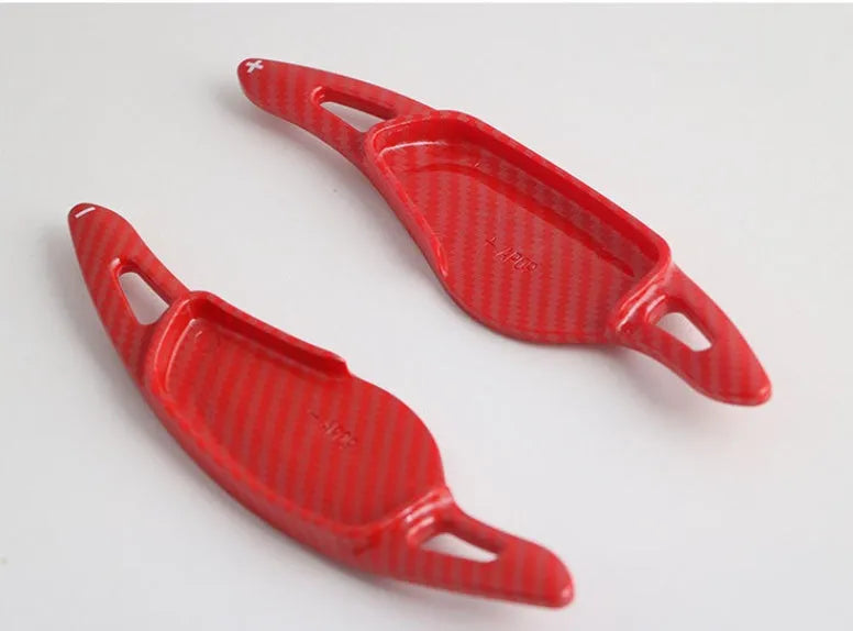 Carbon fibre pattern steering wheel paddle shifter replacement in black finish